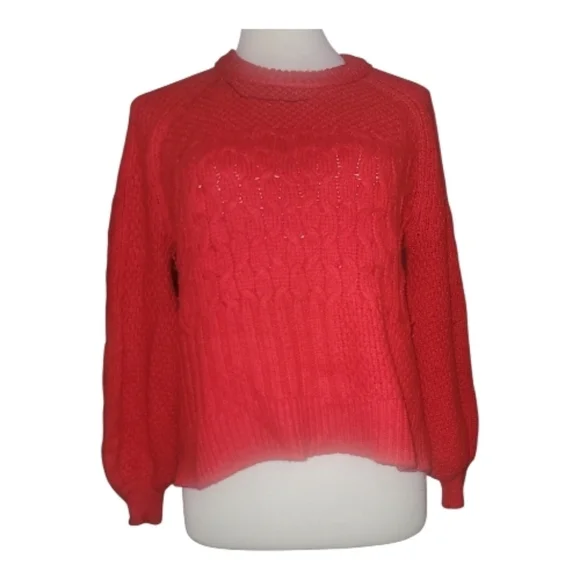 Madewell copenhagen cable sweater vibrant red xs - Picture 2 of 13